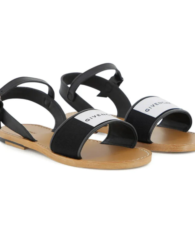 Kids atelier Givenchy Black Logo Strap Sandals