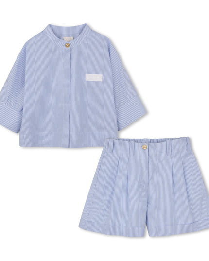 kids atelier givenchy Light Blue Striped Shorts Set