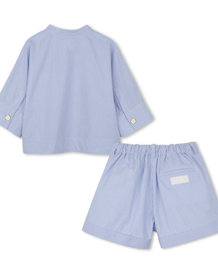 kids atelier givenchy Light Blue Striped Shorts Set