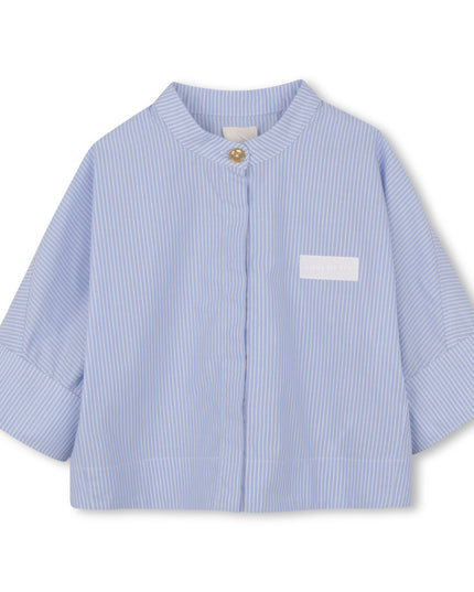 kids atelier givenchy Light Blue Striped Shorts Set