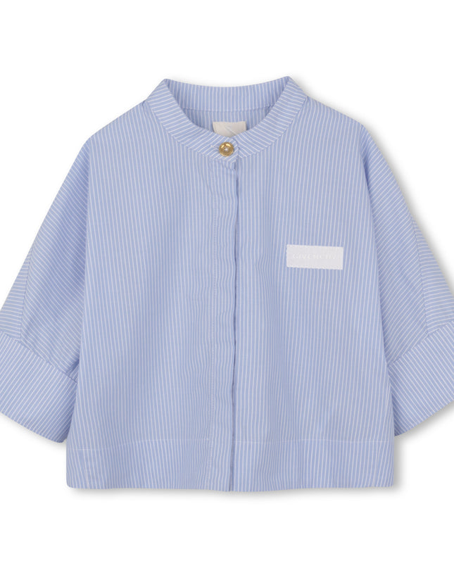 kids atelier givenchy Light Blue Striped Shorts Set