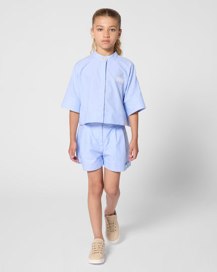 kids atelier givenchy Light Blue Striped Shorts Set
