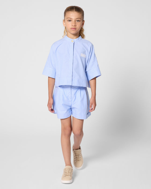 kids atelier givenchy Light Blue Striped Shorts Set