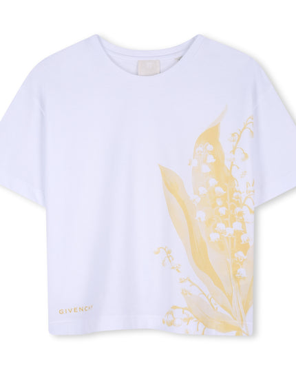 kids atelier givenchy White Short Sleeve Floral T-Shirt