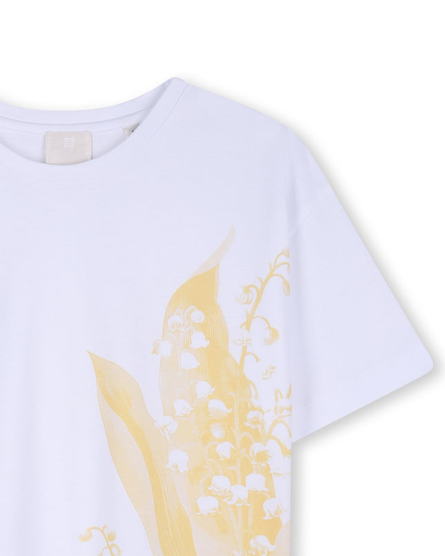 kids atelier givenchy White Short Sleeve Floral T-Shirt