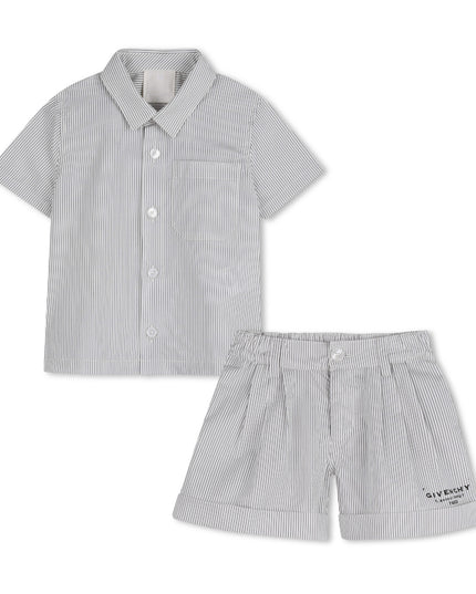 kids atelier givenchy Navy Striped Givenchy Shorts Set