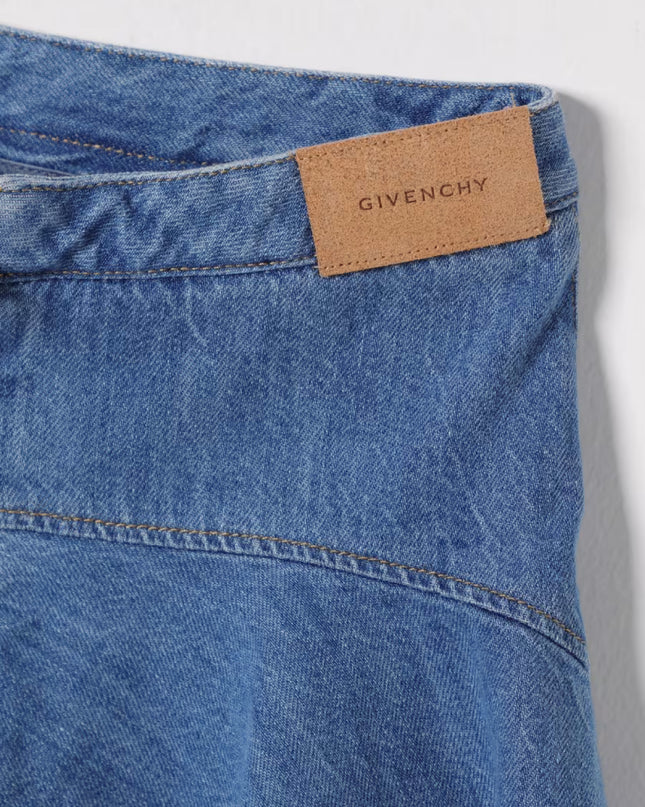Blue Denim Stretch Cotton Skirt