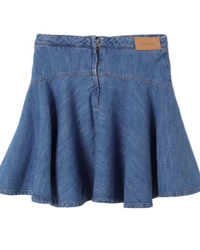kids atelier givenchy Blue Denim Stretch Cotton Skirt