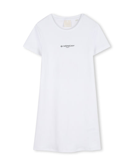 kids atelier givenchy White Short Sleeve Logo Dress