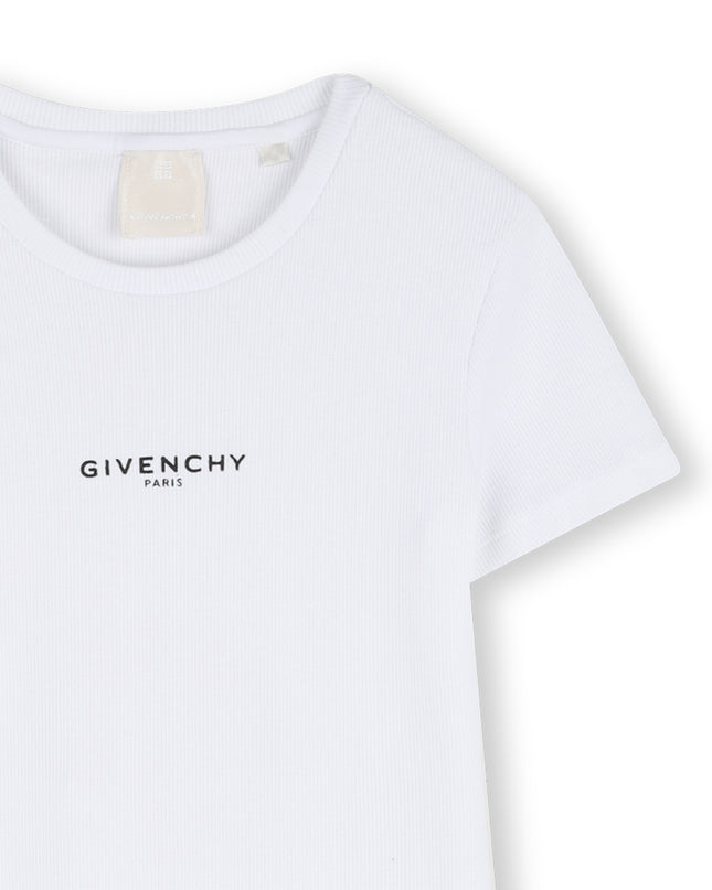 kids atelier givenchy White Short Sleeve Logo Dress