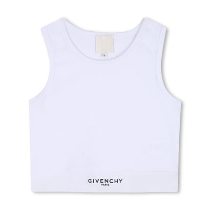 kids atelier givenchy White Givenchy Ribbed Crop Top