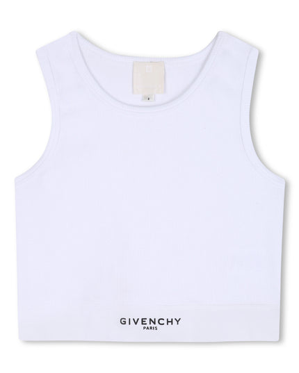 kids atelier givenchy White Givenchy Ribbed Crop Top