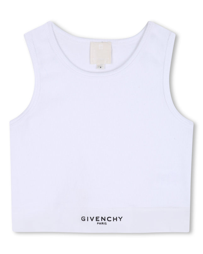 kids atelier givenchy White Givenchy Ribbed Crop Top