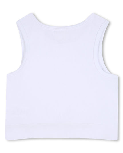 kids atelier givenchy White Givenchy Ribbed Crop Top