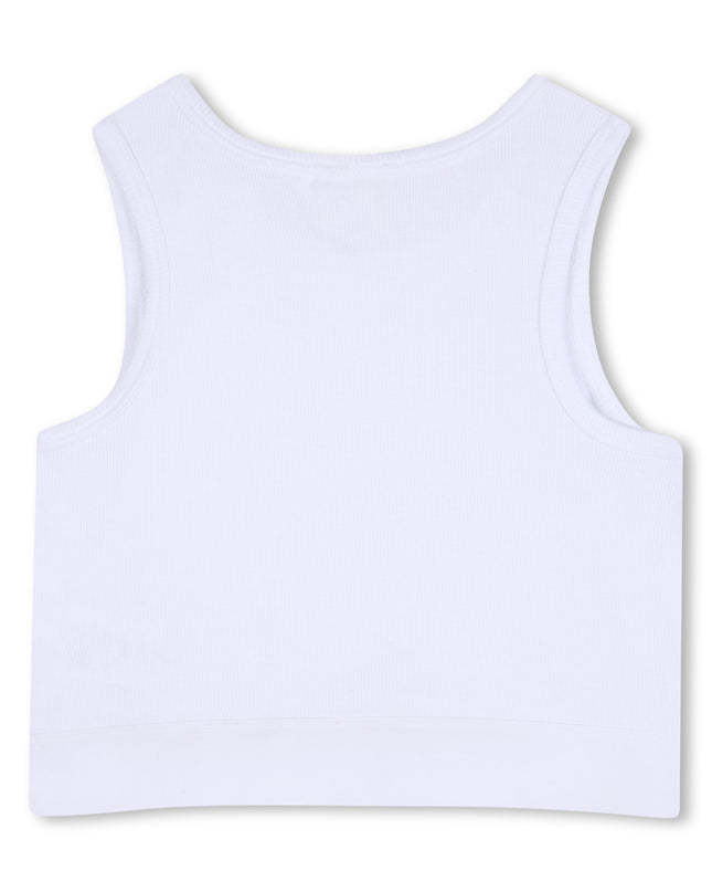 kids atelier givenchy White Givenchy Ribbed Crop Top