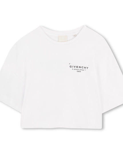 kids atelier givenchy White Short Sleeve Cropped T-Shirt