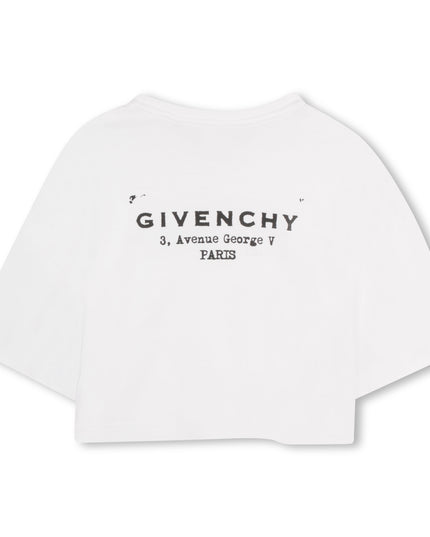 kids atelier givenchy White Short Sleeve Cropped T-Shirt