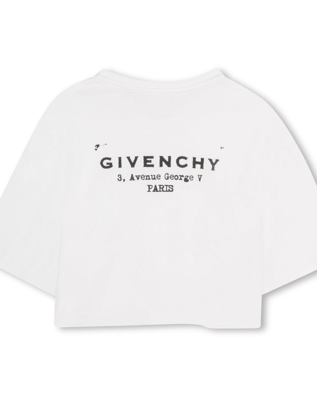 kids atelier givenchy White Short Sleeve Cropped T-Shirt