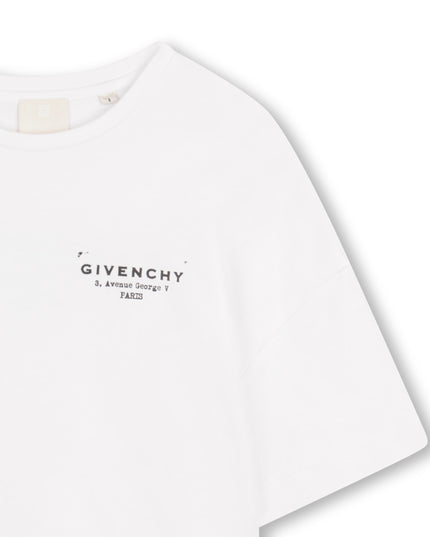 kids atelier givenchy White Short Sleeve Cropped T-Shirt