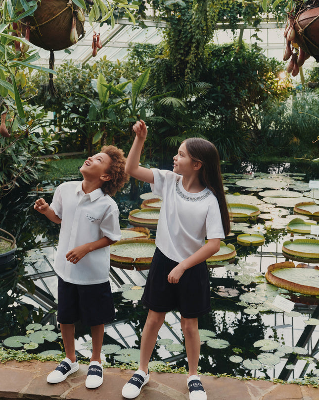 kids atelier givenchy White Short Sleeve Cropped T-Shirt