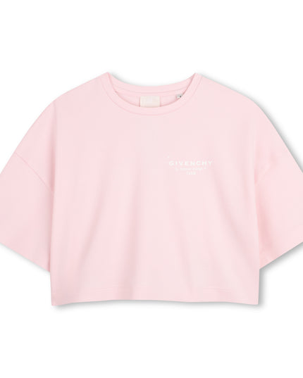 kids atelier givenchy Pink Short Sleeve Cropped T-Shirt