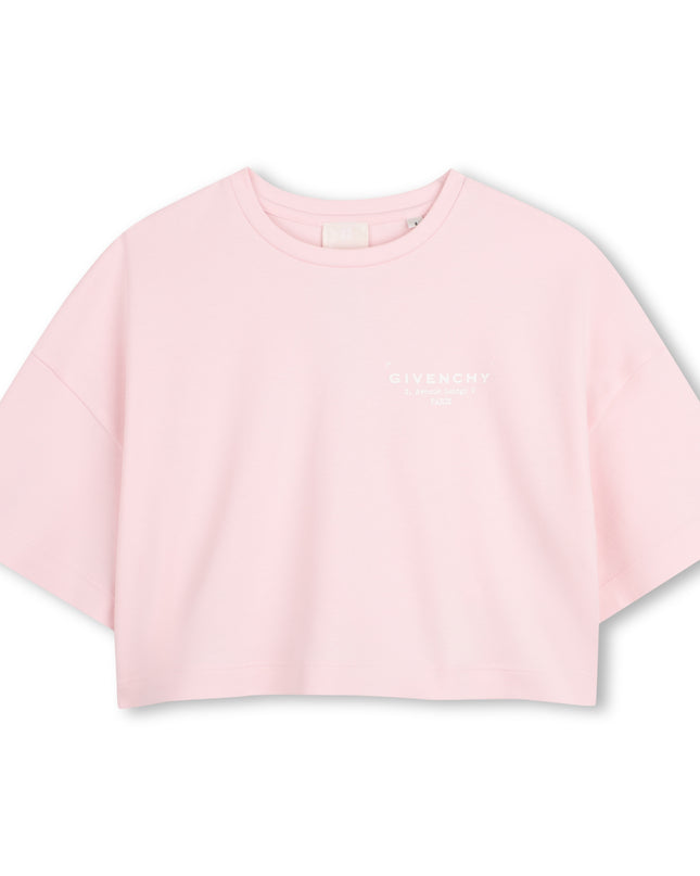 kids atelier givenchy Pink Short Sleeve Cropped T-Shirt