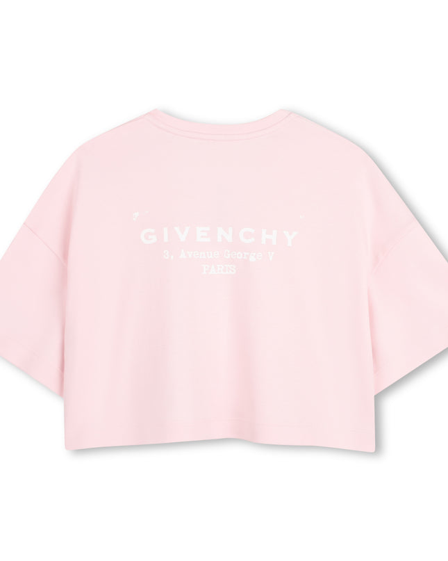 kids atelier givenchy Pink Short Sleeve Cropped T-Shirt