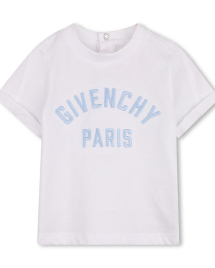 kids atelier givenchy White Short Sleeve Embroidered T-Shirt