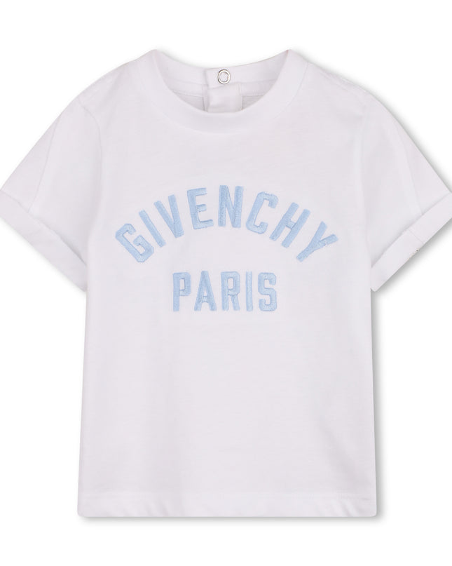 kids atelier givenchy White Short Sleeve Embroidered T-Shirt