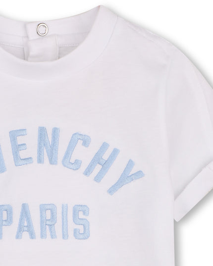 kids atelier givenchy White Short Sleeve Embroidered T-Shirt
