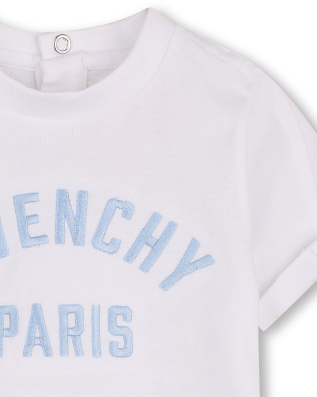 kids atelier givenchy White Short Sleeve Embroidered T-Shirt