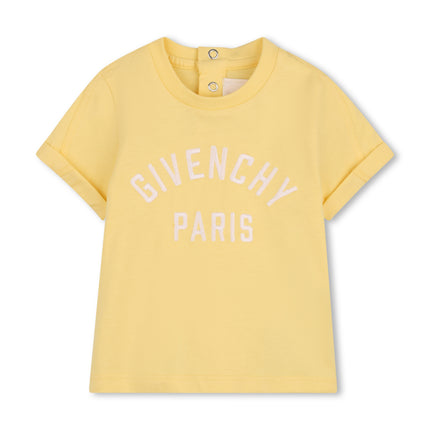 kids atelier givenchy Yellow Short Sleeve Embroidered T-Shirt