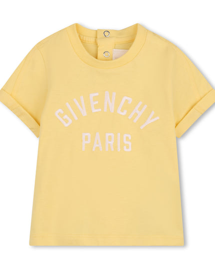 kids atelier givenchy Yellow Short Sleeve Embroidered T-Shirt