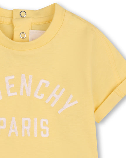kids atelier givenchy Yellow Short Sleeve Embroidered T-Shirt