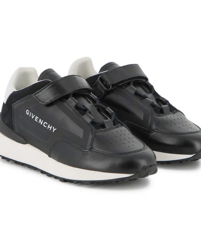 kids atelier givenchy Black Logo Strap Sneakers