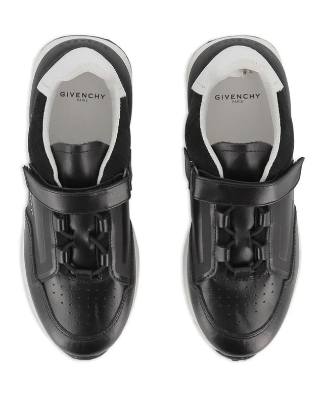 kids atelier givenchy Black Logo Strap Sneakers