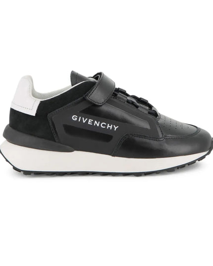 kids atelier givenchy Black Logo Strap Sneakers