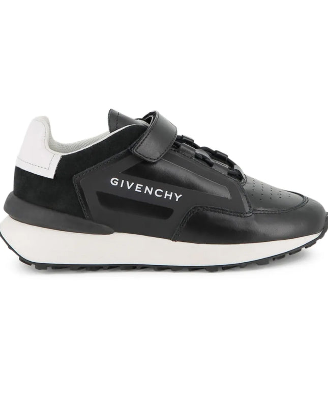 kids atelier givenchy Black Logo Strap Sneakers