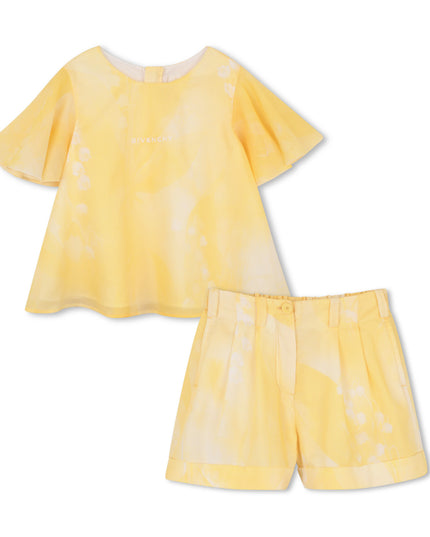 kids atelier givenchy Light Yellow Patterned Short Set