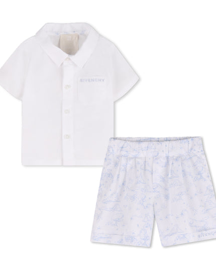 kids atelier givenchy White & Light Blue Givenchy Short Set