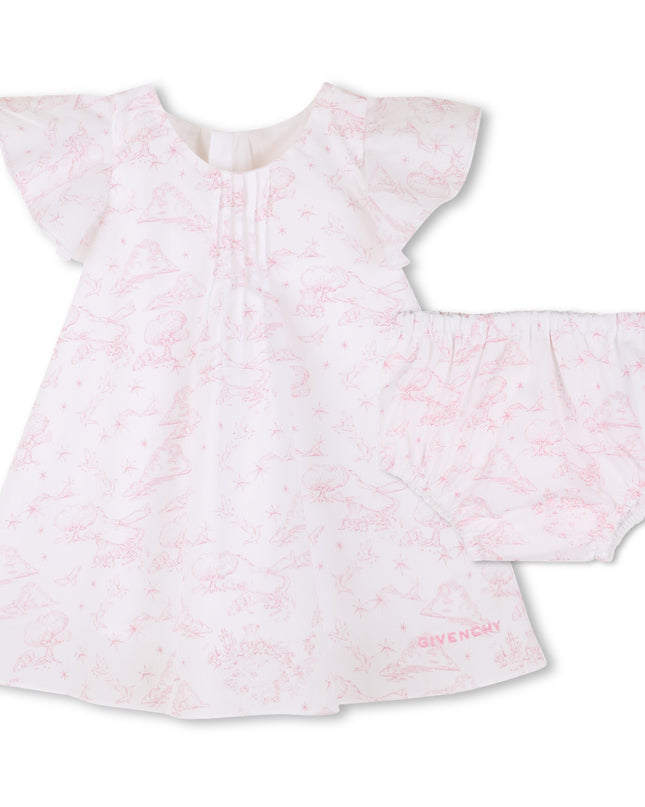 kids atelier givenchy White & Light Pink Givenchy Baby Dress Set