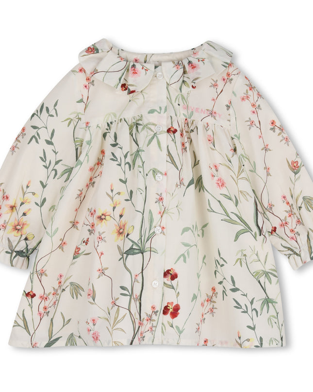 Kids Atelier Givenchy Off White Floral Cotton Dress