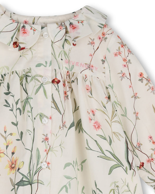 Kids Atelier Givenchy Off White Floral Cotton Dress