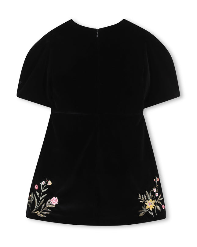 Kids Atelier Givenchy Black Velvet Embroidered Dress