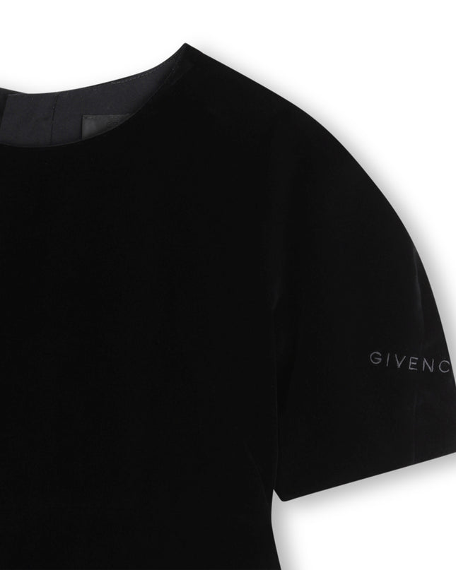 Kids Atelier Givenchy Black Velvet Embroidered Dress