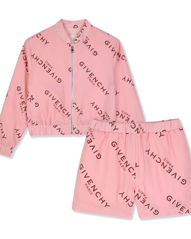 Kids Atelier Givenchy Pink Logo Print Short Set