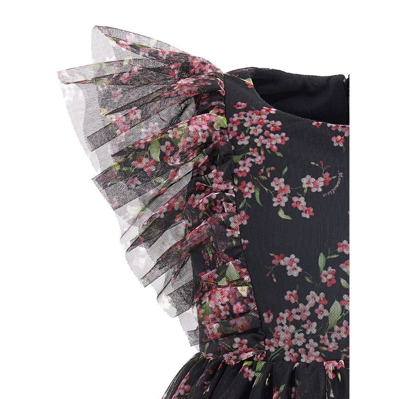 MONNALISA-FLORAL PRINT TULLE DRESS-110920-0612-5095-