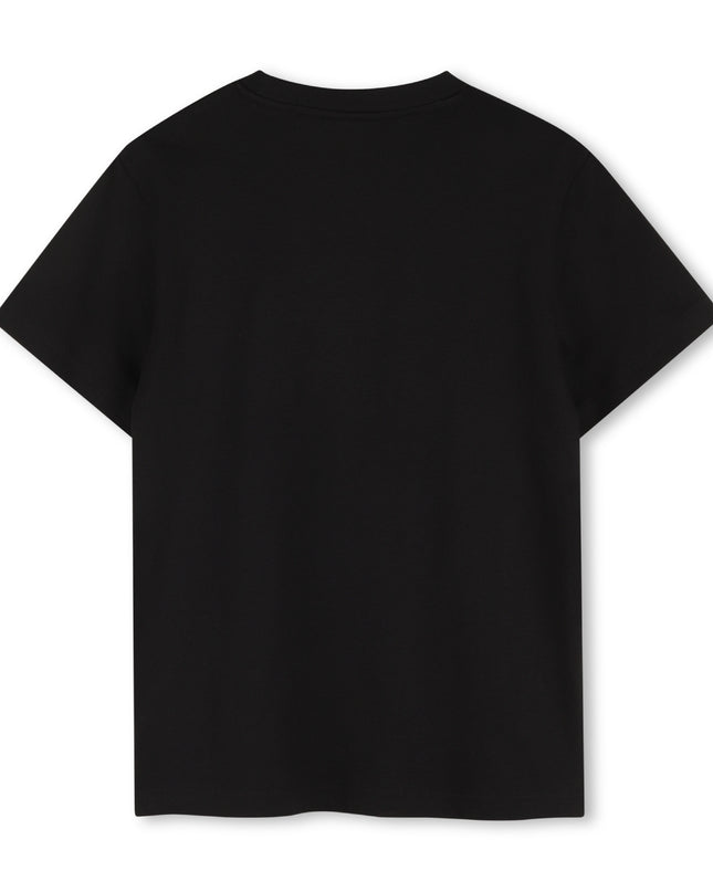 Kids Atelier Hugo Black Regular-fit T-shirt in Cotton with Red Logo