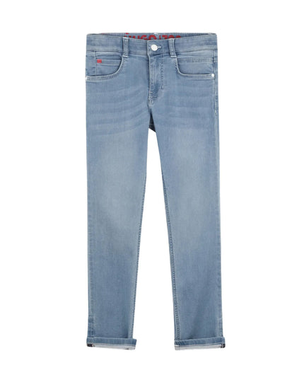 kids atelier hugo Blue Cuffed Straight Trousers