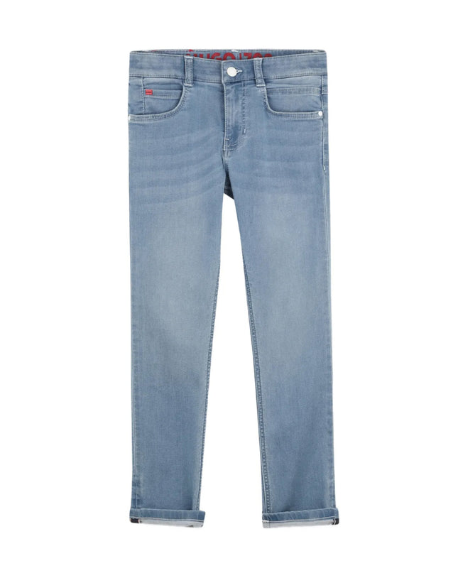 kids atelier hugo Blue Cuffed Straight Trousers